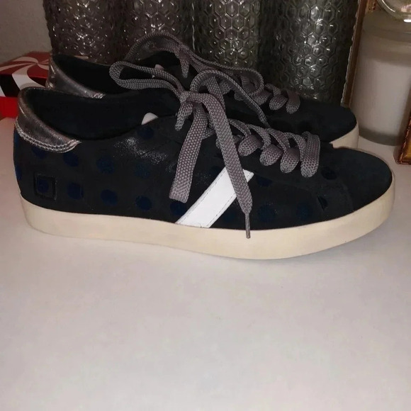 D.A.T.E suede navy polkadot sneakers Size 8 1/2 - Picture 1 of 10